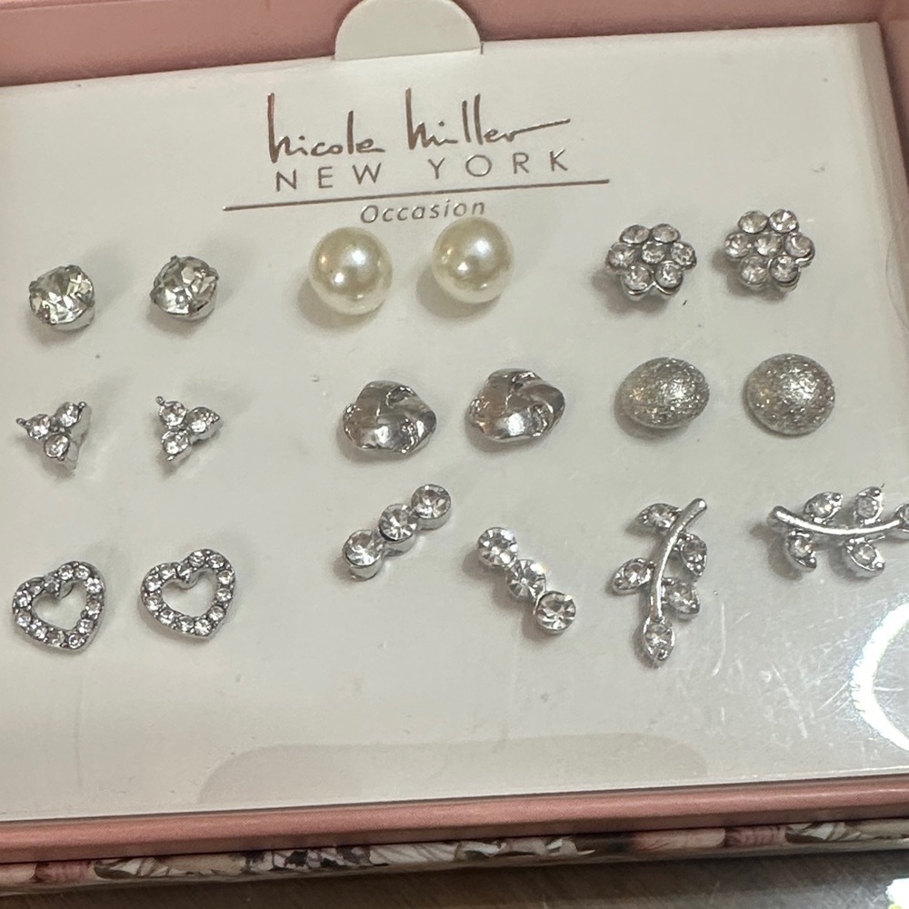 Nicole Miller Silver and Pearl Earring Collection - Picture 4 of 4